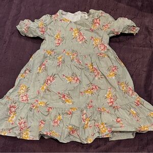 Floral Kids Dress in Green and Pink